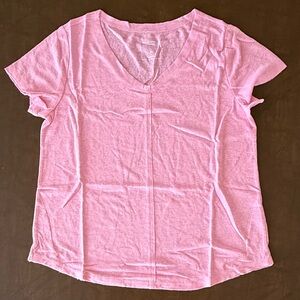 Candace Cameron Bure Pink Short Sleeve V-Neck Tee, Size M